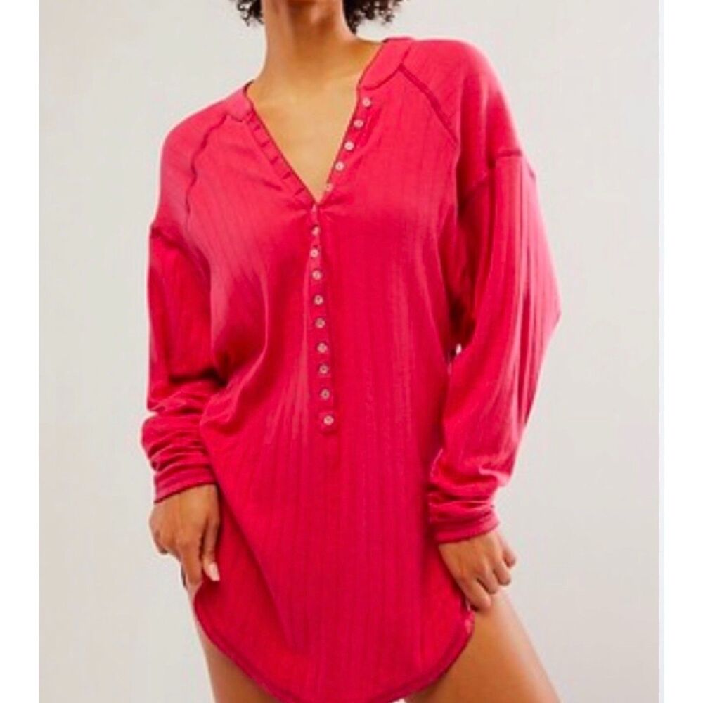 Intimately free people coffee chat pullover henley shirt Size M